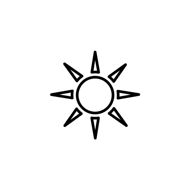 太阳黑色网页图标（白色背景）图片下载