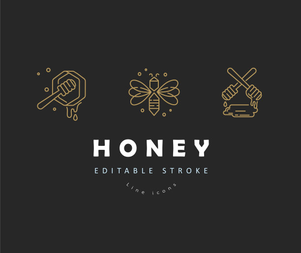 图标和标志蜂蜜可编辑的大纲图片下载