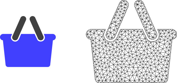 网状购物袋和扁平图标图片下载