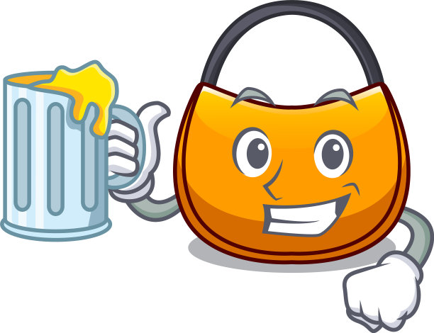 与果汁流浪汉袋轮廓上的形象卡通图片下载