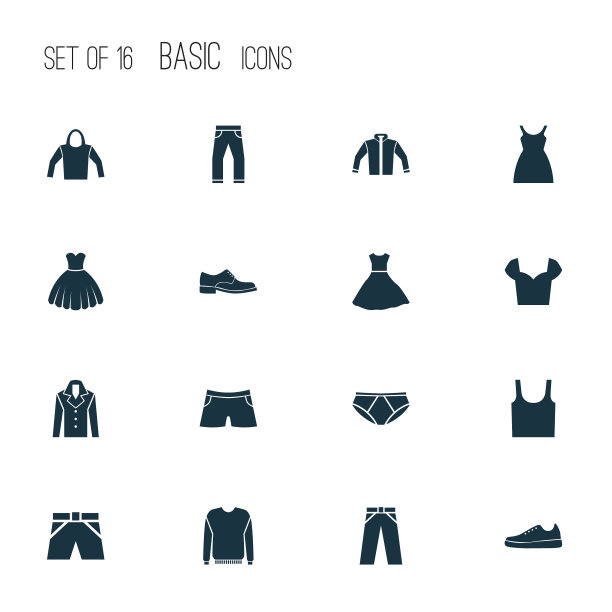 着装图标与连帽衫无袖背心图片下载