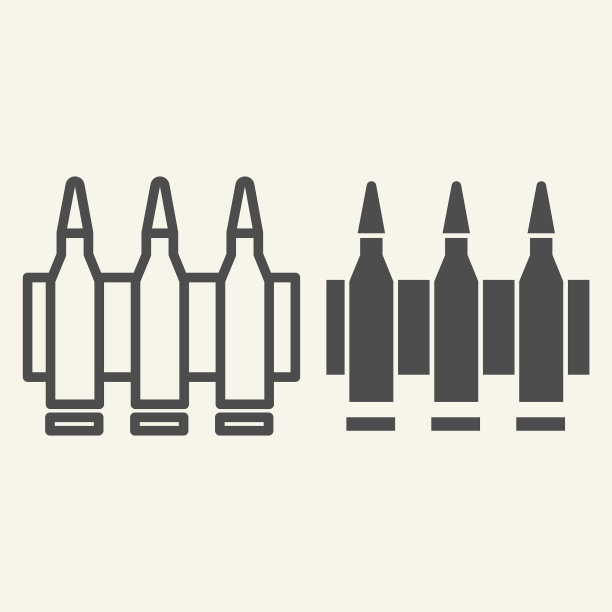 弹药线和字形图标子弹图片下载