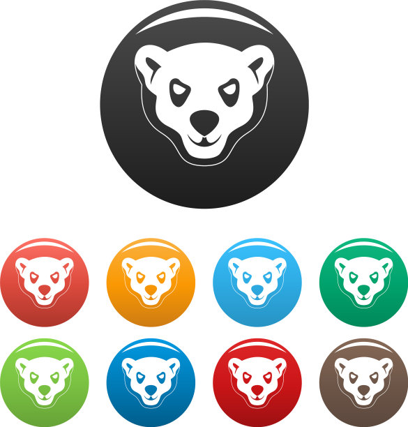 愤怒的北极熊头图标设置颜色图片下载