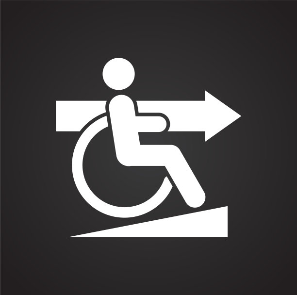 轮椅升降图标的黑色背景图片下载