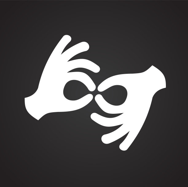 耳聋图标上的黑色背景图形和图片下载