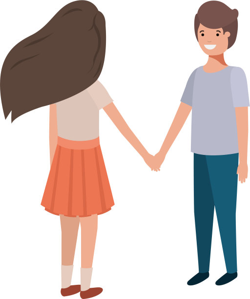 友好的青少年情侣角色图片下载