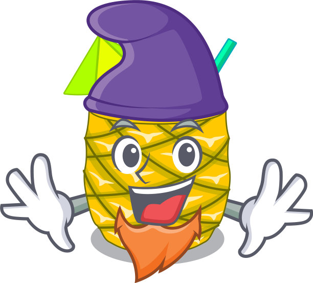 精灵菠萝汁配卡通图片下载