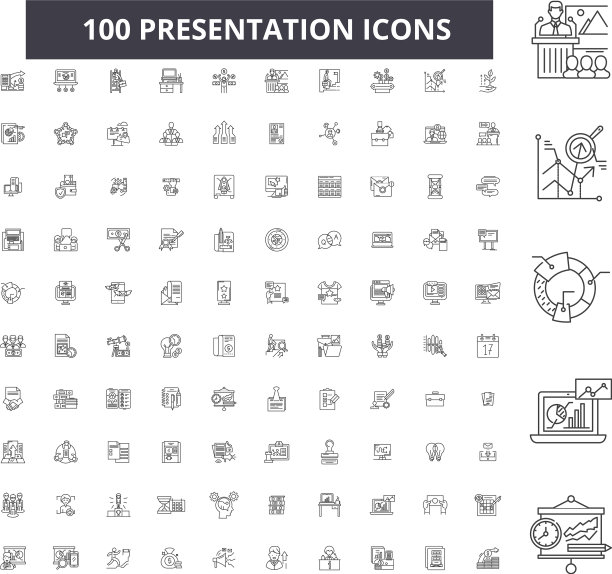 演示可编辑线条图标100套图片下载