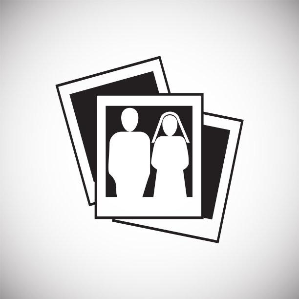 婚礼照片卡图标上的白色背景图片下载