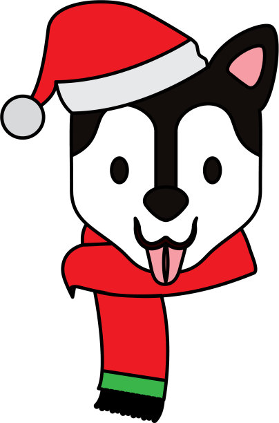 狗狗圣诞快乐卡片图片下载