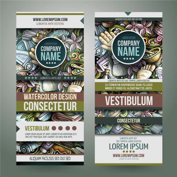 按摩手绘涂鸦横幅设置卡通图片下载