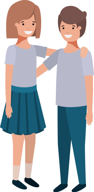 友好的青少年情侣角色图片下载