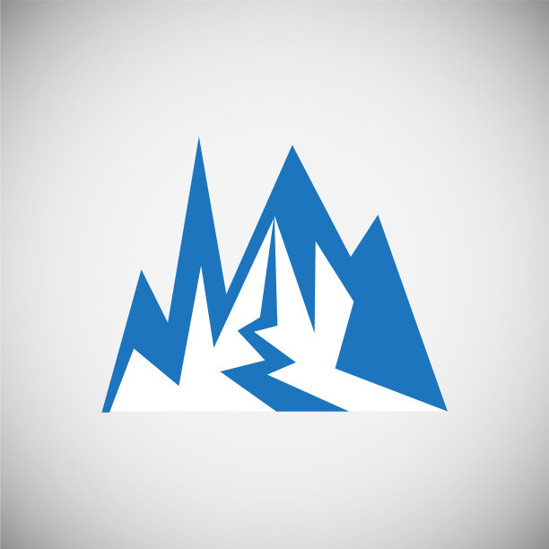 山图标蓝色在白色背景图形图片下载