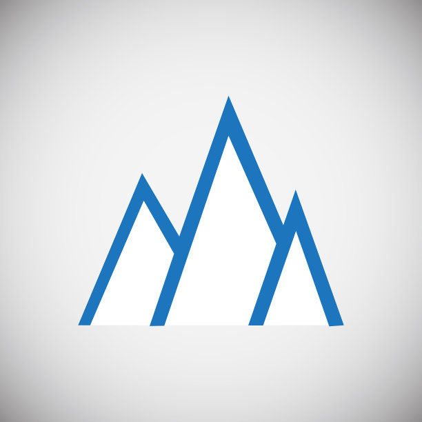 山图标蓝色在白色背景图形图片下载