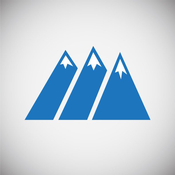 山图标蓝色在白色背景图形图片下载
