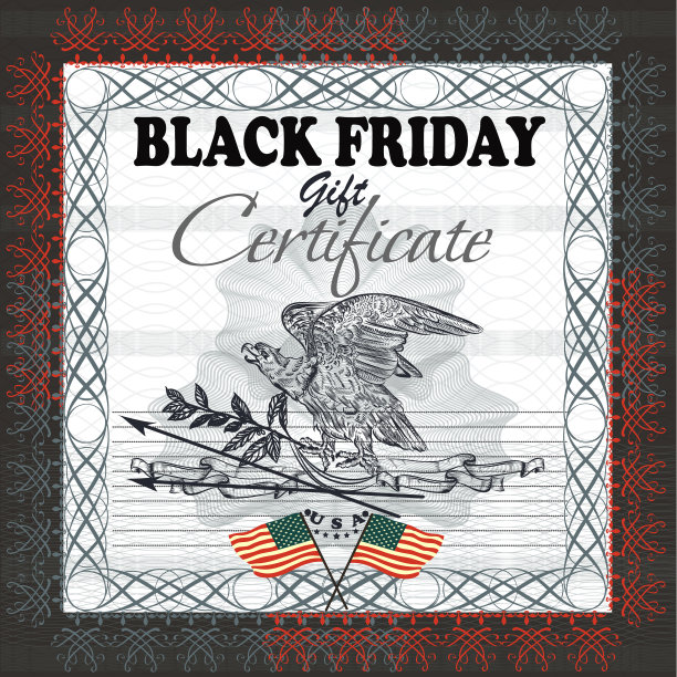 印有美国鹰旗的黑色星期五礼券图片下载