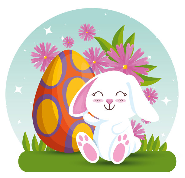 快乐兔子和带有数字的复活节彩蛋图片下载