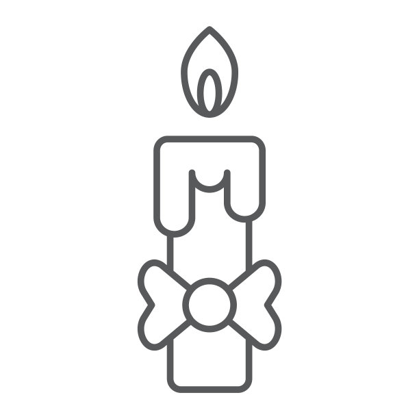 蜡烛细线图标：火焰和光芒图片下载