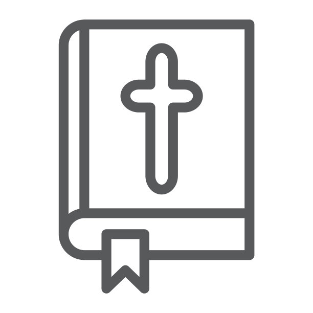 带教堂和宗教书籍的《圣经》线条图标图片下载