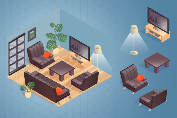 内部的碎片与详细的等距图片下载