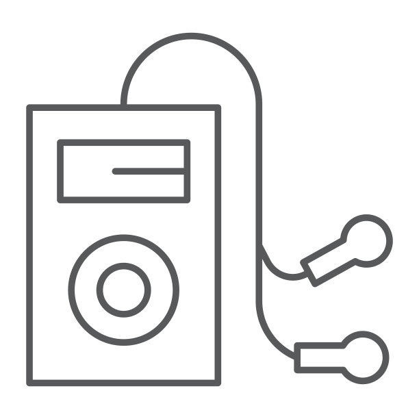 音频和声音音乐的MP3播放器细线图标图片下载