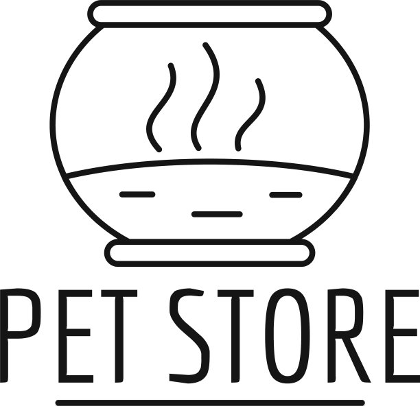 鱼宠物店的标志轮廓风格图片下载