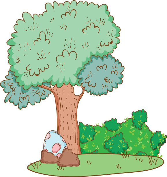 恐龙蛋和树木景观图片下载