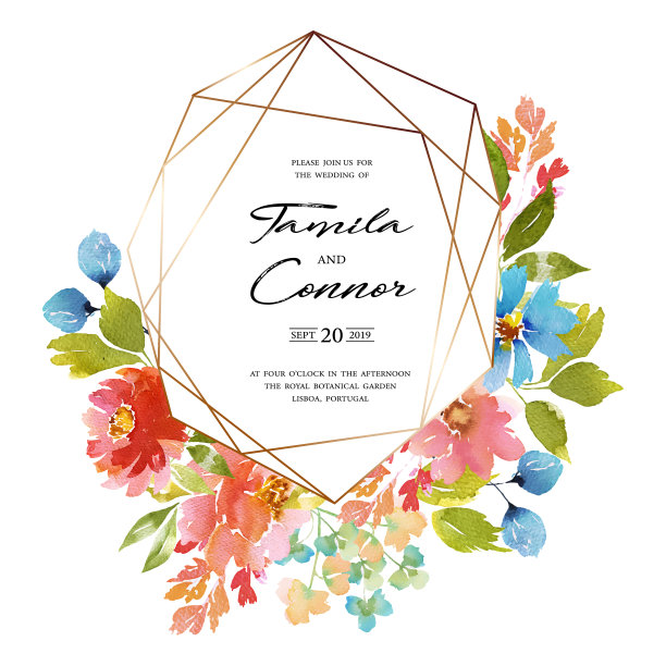 水彩婚礼卡片图片下载