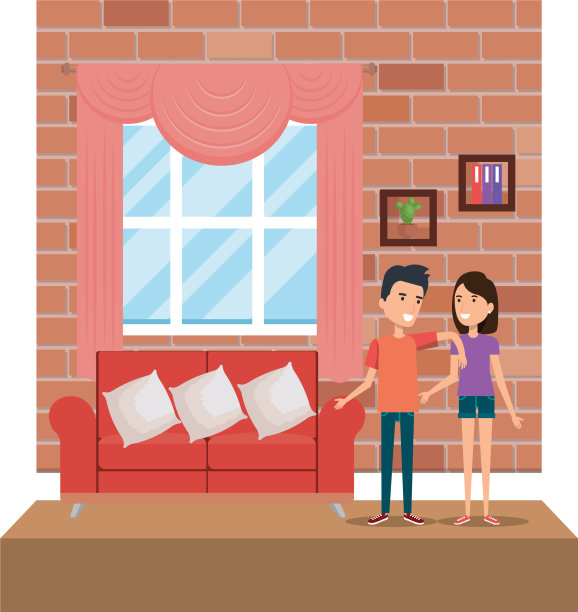 客厅里的一对夫妇图片下载