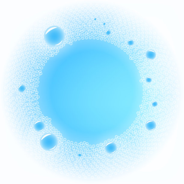 白色肥皂泡沫在蓝色液体背景图片下载