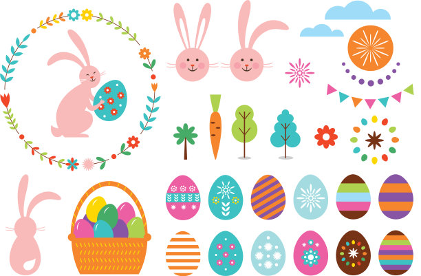 复活节快乐，为您的设计设置元素图片下载