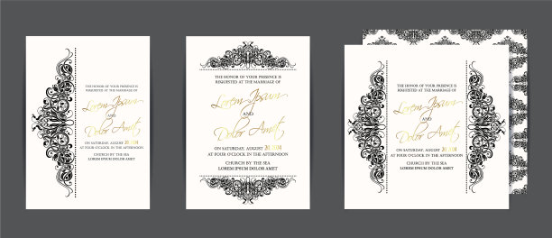 一套三张婚礼请柬图片下载