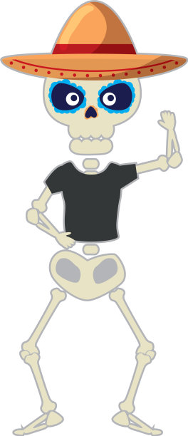 戴帽的墨西哥骷髅图片下载