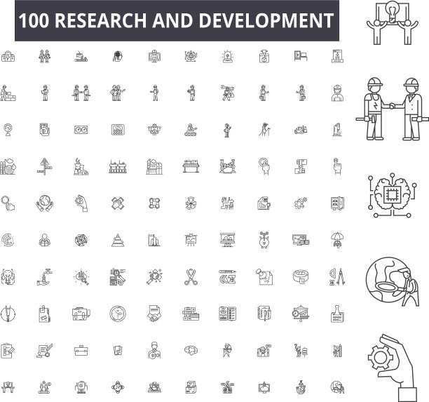 研发可编辑线条图标100图片下载