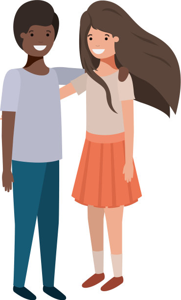 友好的青少年，种族性格的情侣图片下载