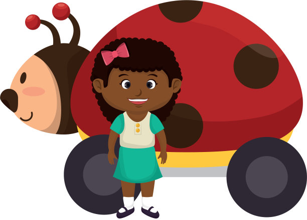 小女孩拿着瓢虫玩具图片下载