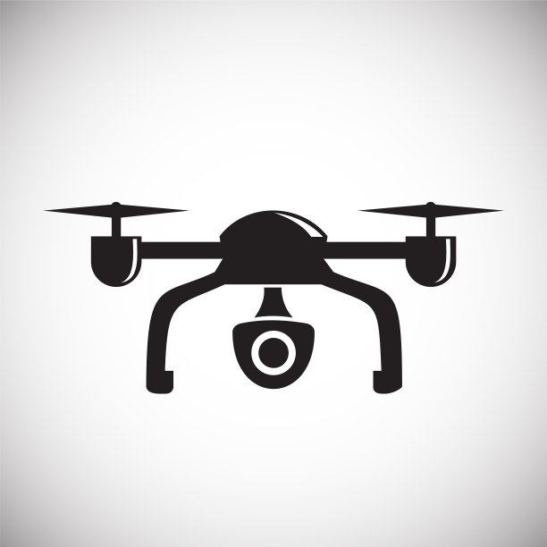无人机四轴飞行器图标在白色背景图片下载