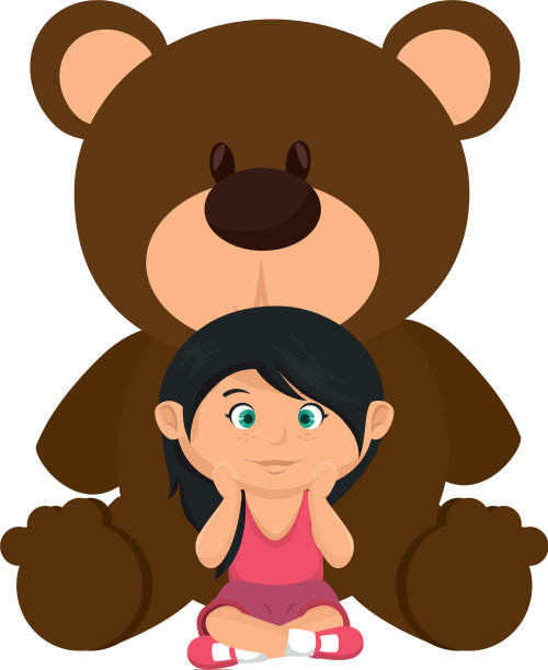 带着泰迪熊的小女孩图片下载