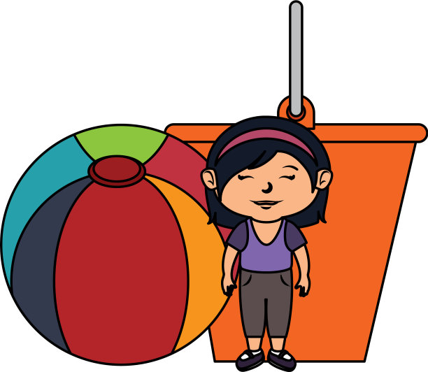 带着沙桶和气球的小女孩图片下载