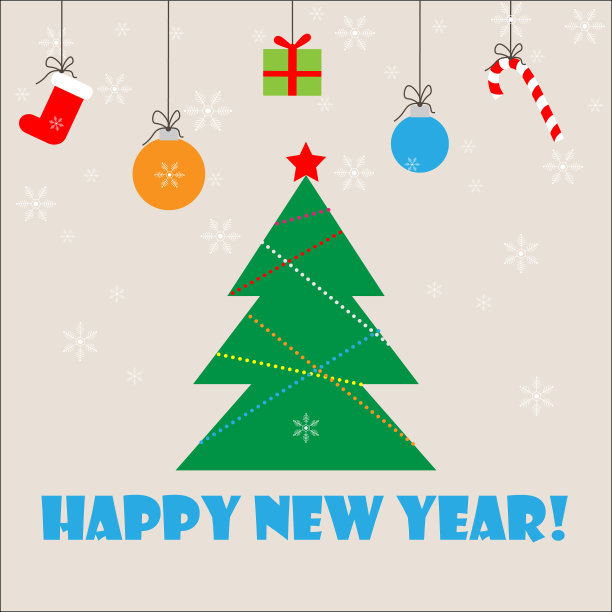 圣诞树上有礼物糖果球和图片下载