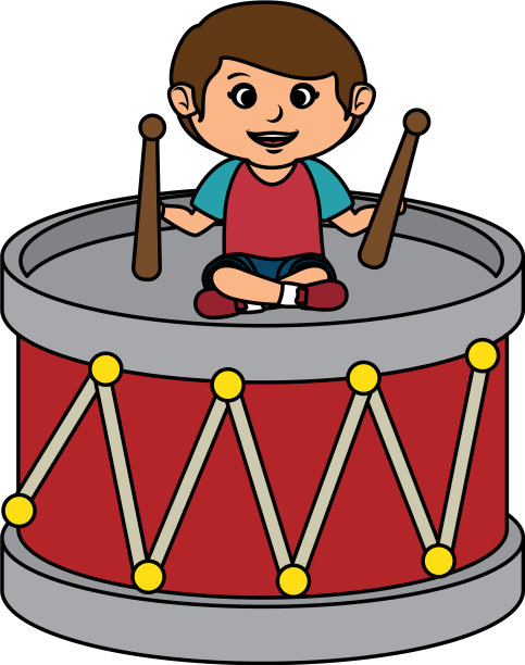 小男孩和鼓玩具图片下载