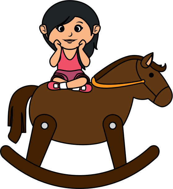 骑着木马的小女孩图片下载
