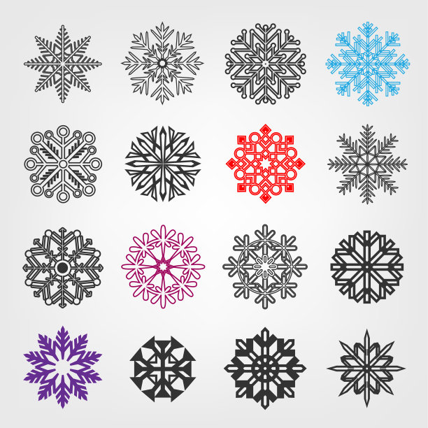 雪花线性图标合集图片下载