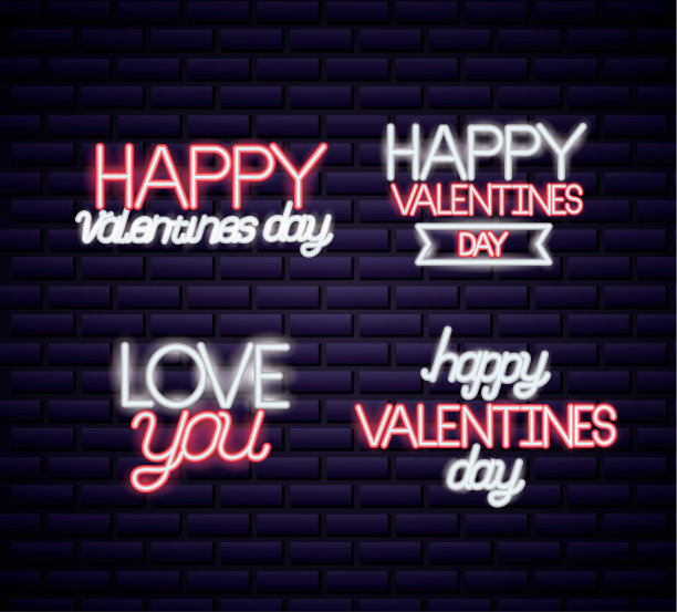 情人节霓虹灯图片下载