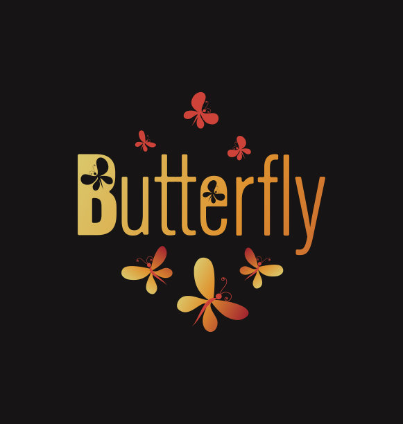 黑色背景上明亮的蝴蝶图片下载