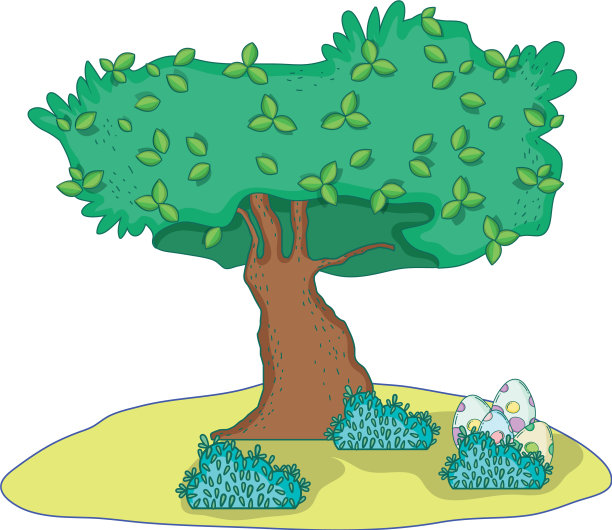 恐龙蛋和树木景观图片下载