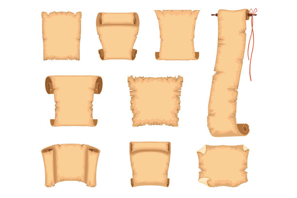 古代的纸卷轴是古代羊皮纸的集合图片下载