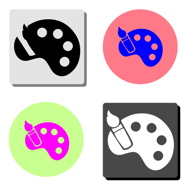 油漆刷与调色板平面图标图片下载