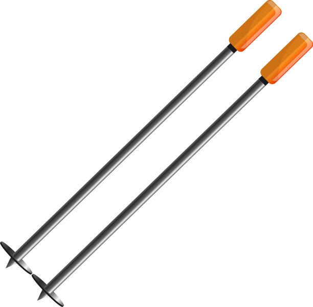 滑雪棒图标卡通风格图片下载