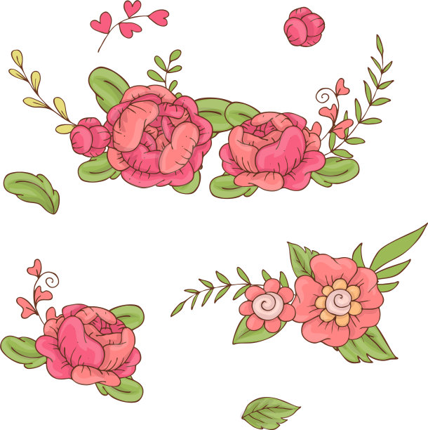 一套花束复古花图片下载